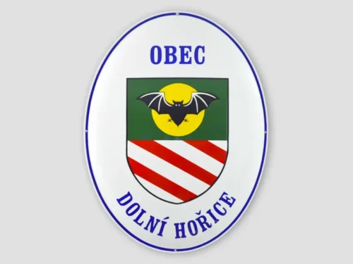 oválná smaltovaná cedule, obec Dolní Hořice