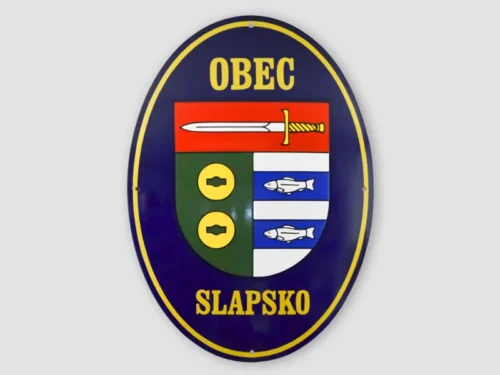 oválná smaltovaná cedule, obec Slapsko