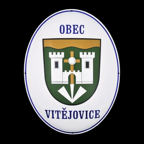 oválná smaltovaná cedule, obec Vitějovice
