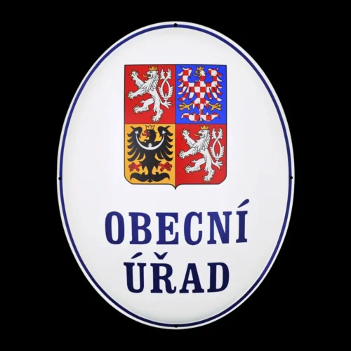oválná smaltovaná cedule, obecní úřad