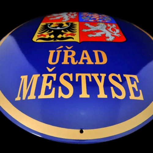 oválná smaltovaná cedule, úřad Městyse