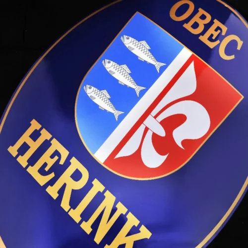 oválná smaltovaná cedule, obec Herink
