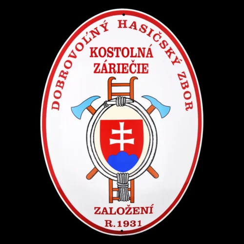 oválná smaltovaná cedule, DHZ Kostolná Záriečie