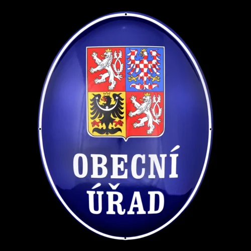 oválná smaltovaná cedule, velký státní znak, obecní úřad