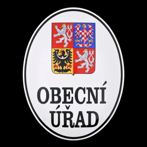 oválná smaltovaná cedule, velký státní znak, obecní úřad