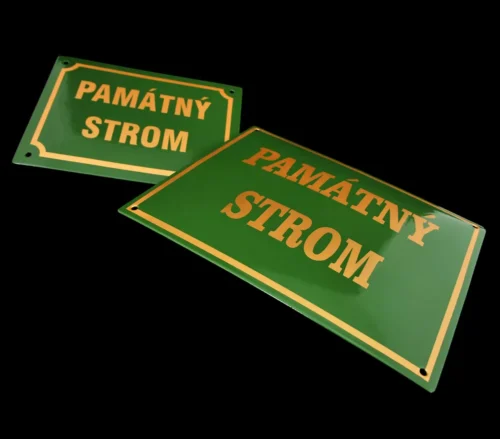 smaltovaná cedule hranatá, Památný strom