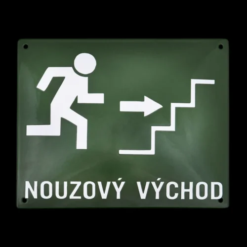 smaltovaná cedule hranatá, nouzový východ