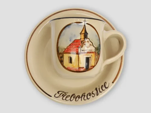 ručně malovaná keramika hrníček s táckem Třebohostice