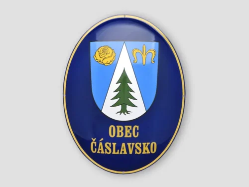 oválná smaltovaná cedule, obec Čáslavsko