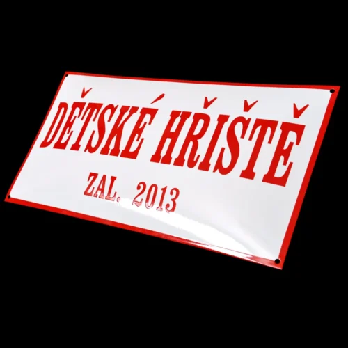 smaltovaná cedule hranatá, dětské hřiště