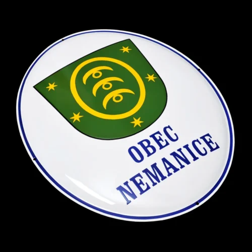 smaltovaná cedule oválná, obec Nemanice