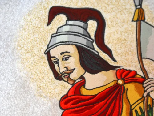 vyšívaná hasičská vlajka detail