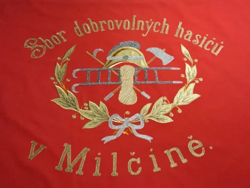 vyšívaná hasičská vlajka, detail