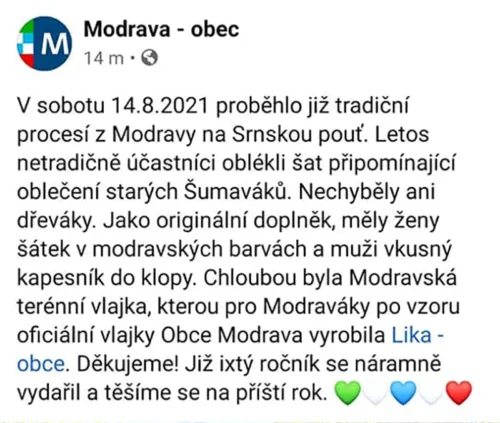 Vlajka obce Modrava - slavnost