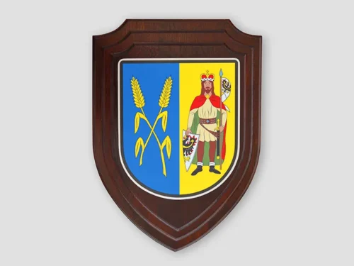 obecní znak ze dřeva