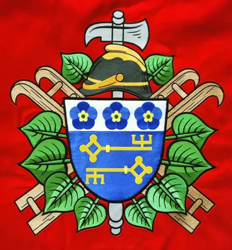 prapor SDH Truskovice, detail výšivky