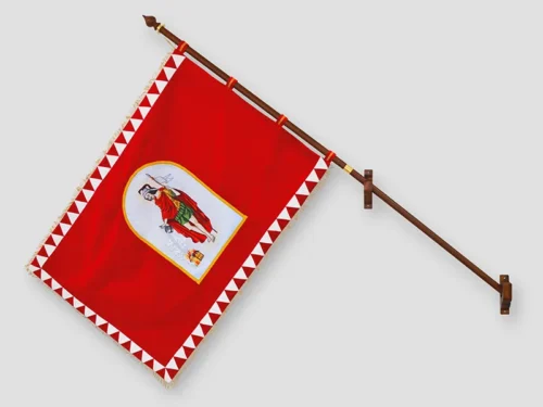 hasičská slavnostní vyšívaná vlajka na žerdi