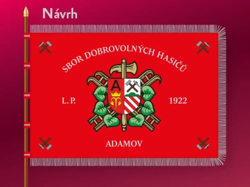 hasičská vlajka Adamov – návrh